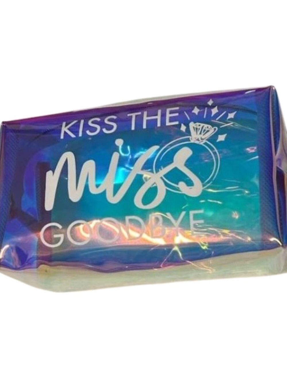 New "Kiss The Miss Goodbye" Iridescent‎ Cosmetic Bag. Fashion Accessories.
